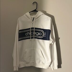 H&M White and Navy Hoodie